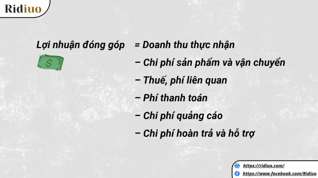 Công thức tính lợi nhuận đóng góp trong dropshipping